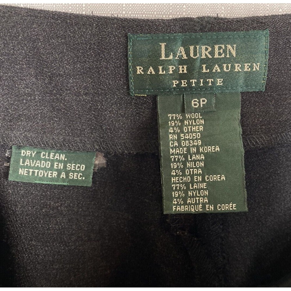 Ralph Lauren Pants Side Zip Womens Size 6 Petite Charcoal Wool Blend Fitted - Picture 7 of 10